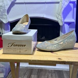 Forever 21 Glittering Silver Wedges